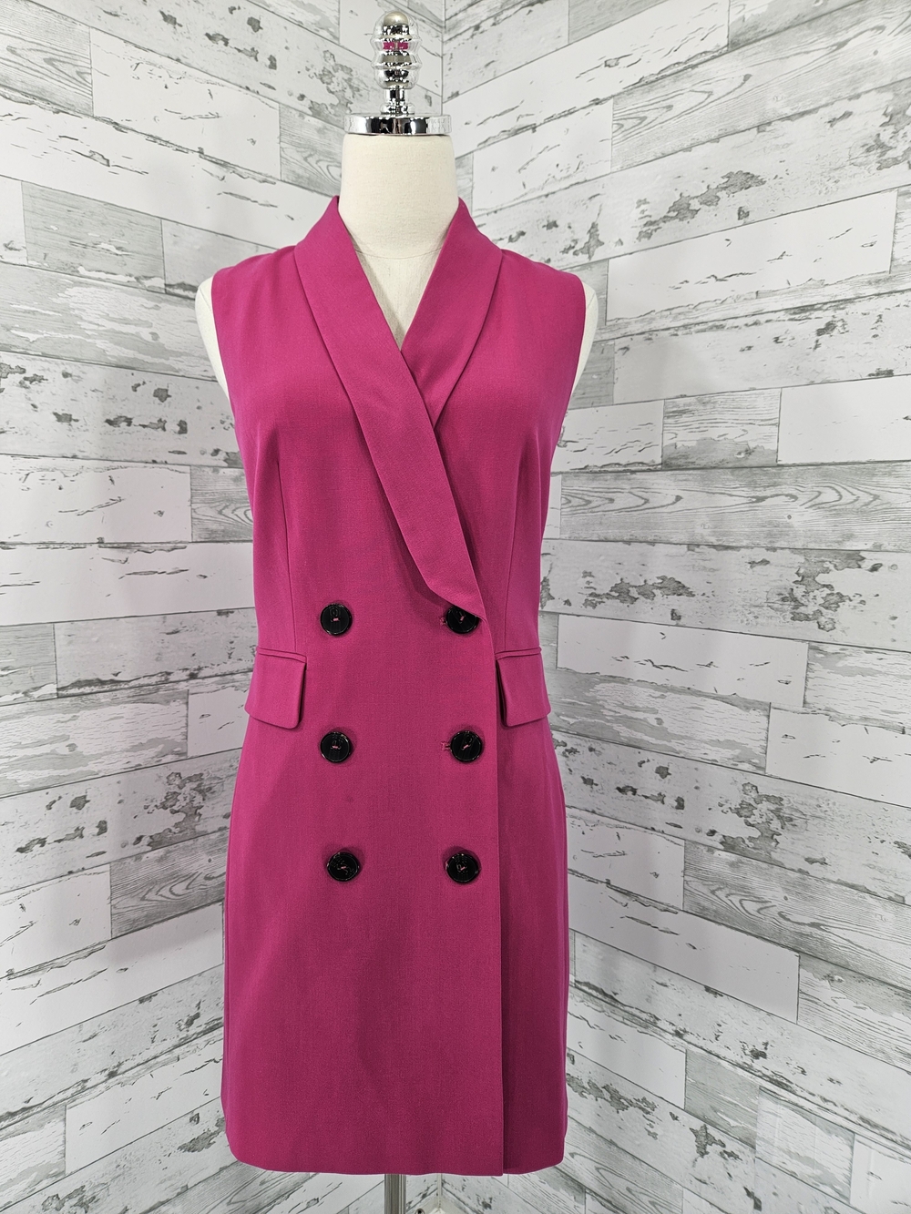 Venus Womens Magenta Pink Double Breasted Sleeveless Blazer Dress Size 2